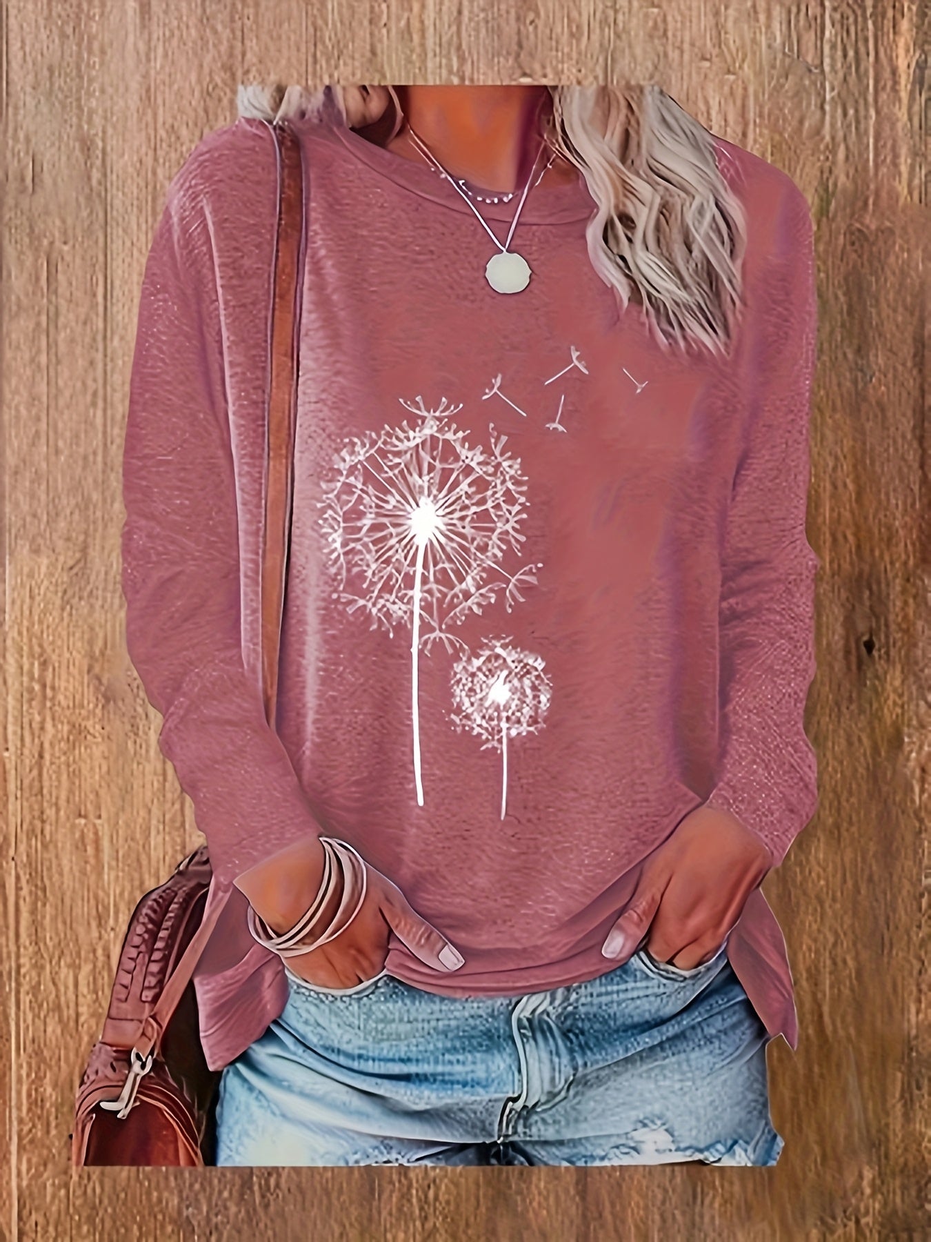 [Casual Long Sleeve T-Shirts] 3pcs Women's Casual Long Sleeve T-Shirts | Geometric Print, Relaxed Fit Round Neck, Machine Washable, Spring & Fall Essential Tops in Pink, Teal & Black for Casual Attire & Home Comfort, Versatile Playful Graphic Tee, Durable