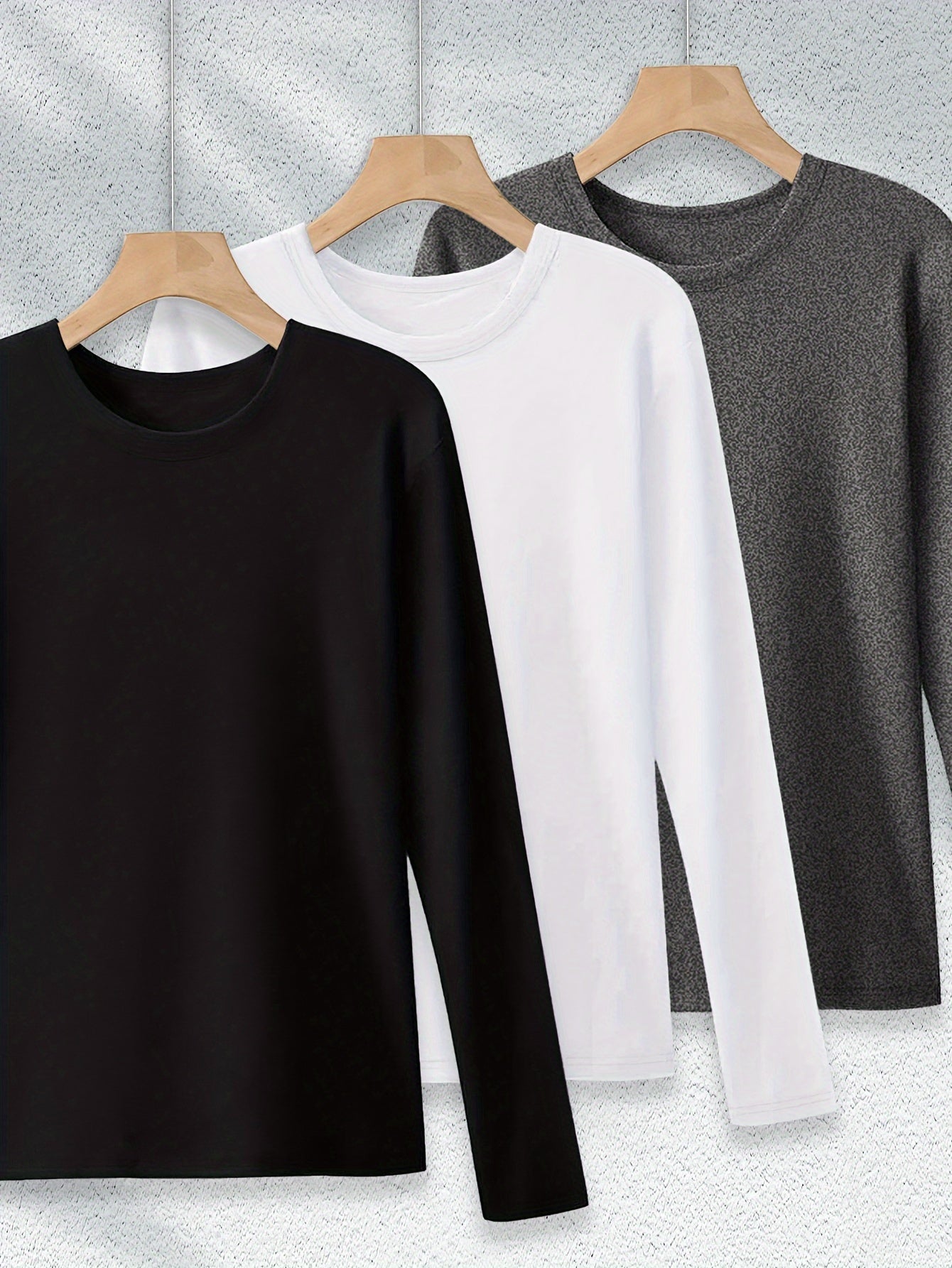 Solid Color Long Sleeve T-Shirt Set of Three