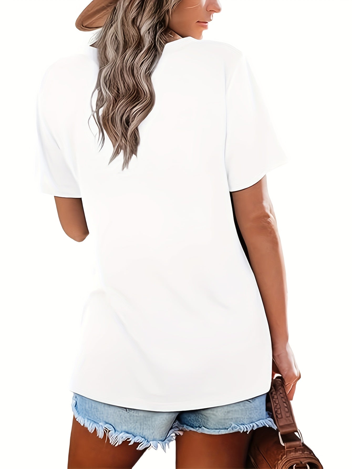 Three-piece Set 2025 Europe And America Fashion Women'S Casual Top Comfortable Loose V-neck Short-sleeved T-shirt