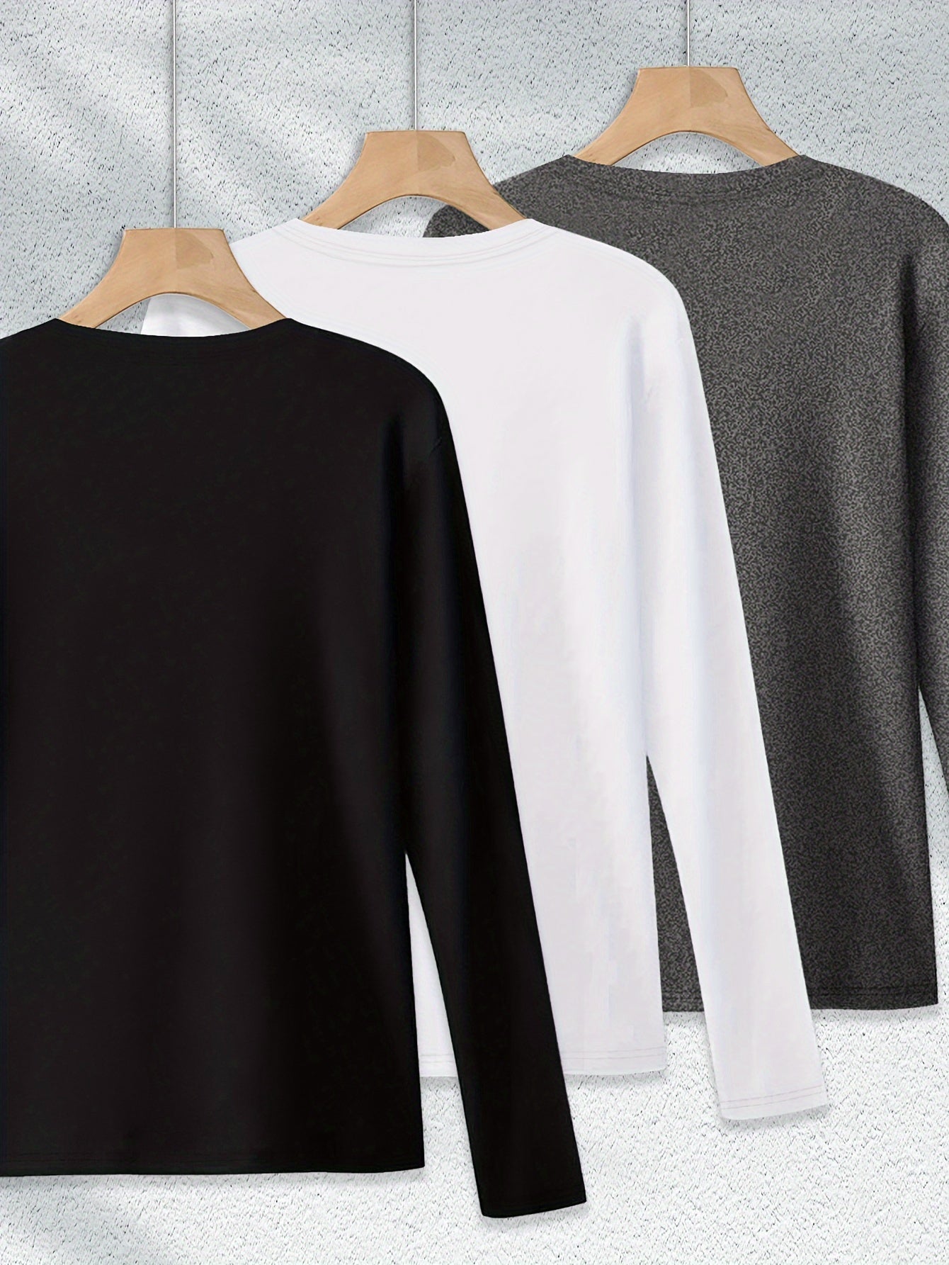 Solid Color Long Sleeve T-Shirt Set of Three