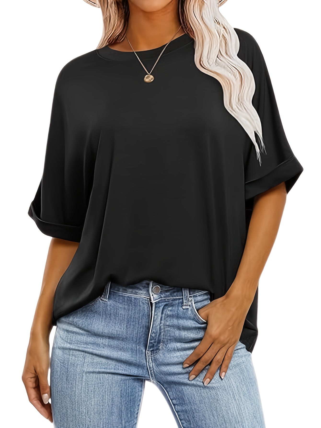 [3pcs Trendy Tee] Three-Piece Women's Oversized Short Sleeve Round Neck Summer Casual Loose Basic Tee Top Set 2025 Trendy Fashion Clothing