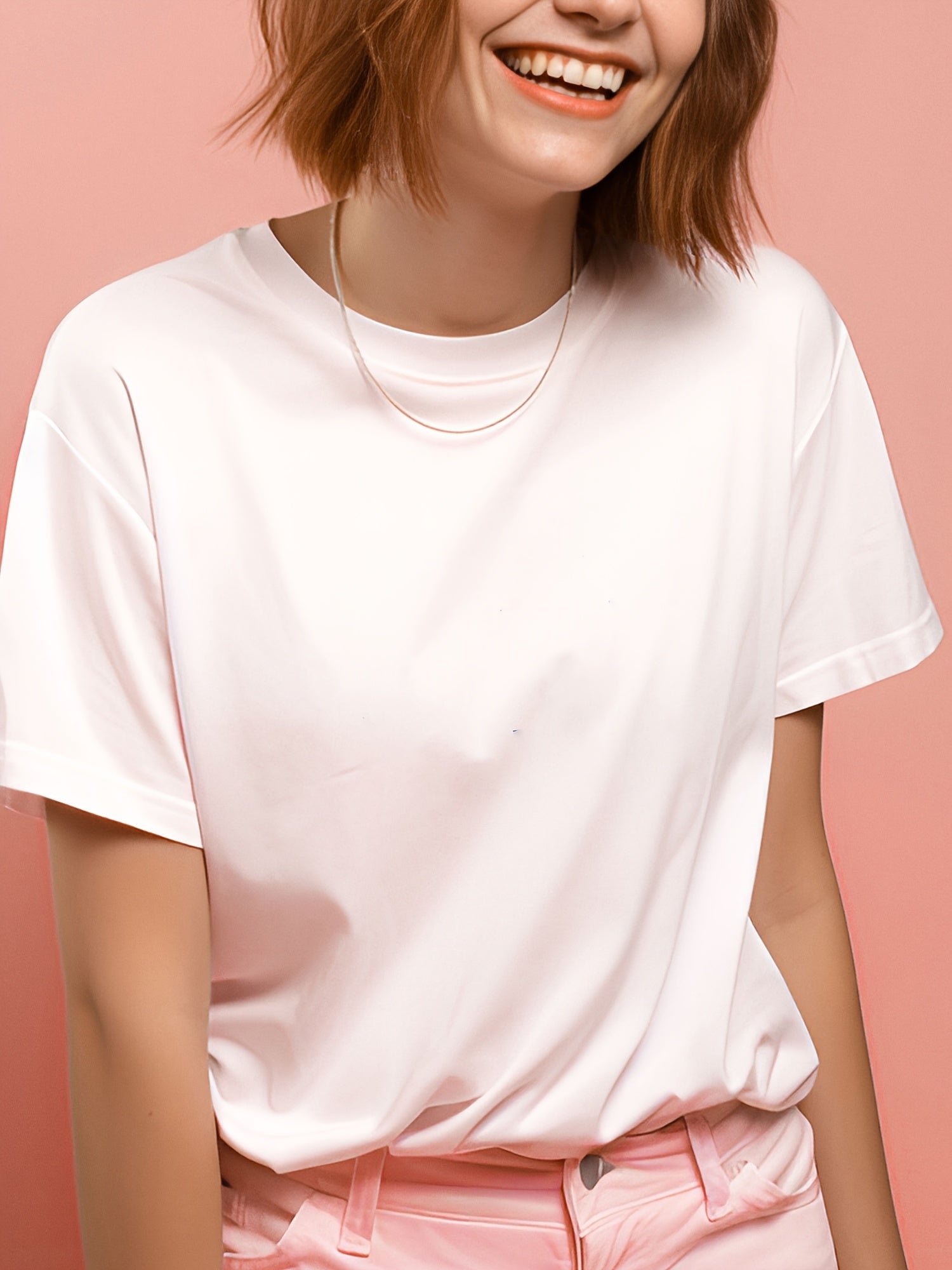 5pcs Set 100% Round Neck Comfortable And Fashionable T-shirt - Soft, Breathable, Gift And Daily Use - Women'S Basic Clothing