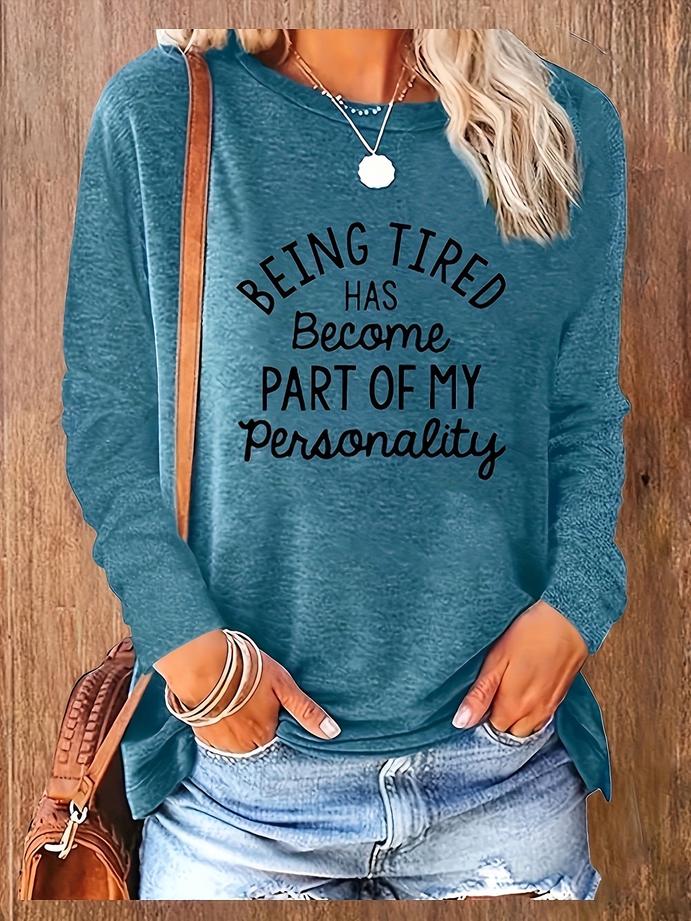 [Casual Long Sleeve T-Shirts] 3pcs Women's Casual Long Sleeve T-Shirts | Geometric Print, Relaxed Fit Round Neck, Machine Washable, Spring & Fall Essential Tops in Pink, Teal & Black for Casual Attire & Home Comfort, Versatile Playful Graphic Tee, Durable