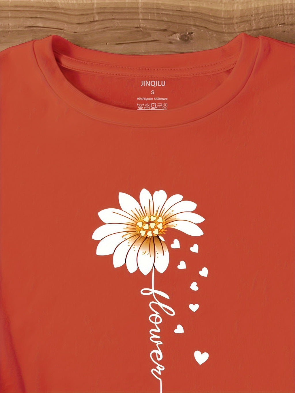 [Valentine's Day Flower Print Tee] Faith Letter & Flower Print T-shirt, Casual Short Sleeve Crew Neck Top, Women's Clothing, Valentine's Day