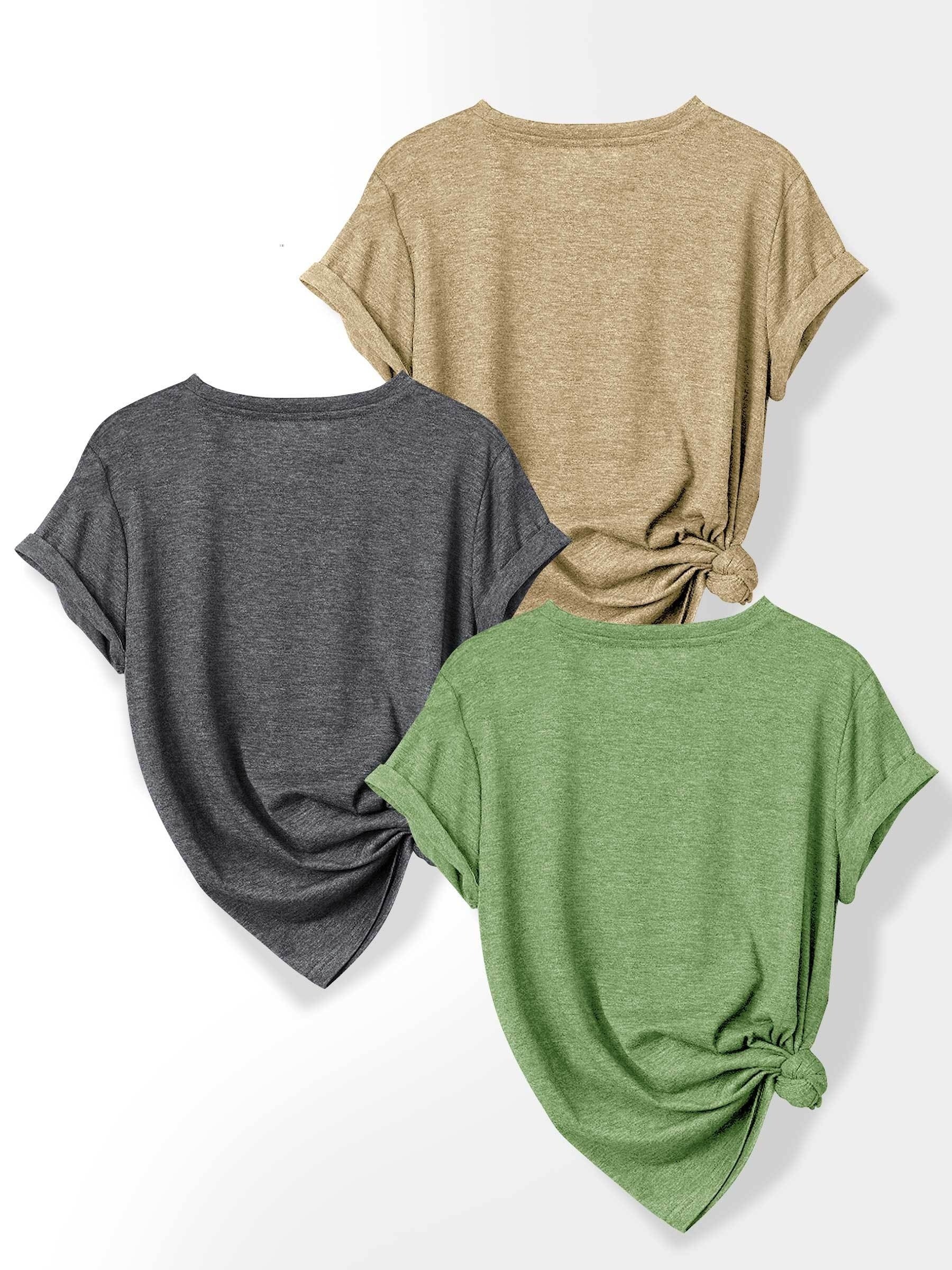 [Summer Floral Tees] 3pcs Set Soft Polyester Blend Floral Print T-Shirts for Women | Casual Summer Short Sleeve Crew Neck Tees, Dandelion, Rose, and Bee Design, Sizes S-XXL, Perfect for Casual Attire, Casual Summer Wear