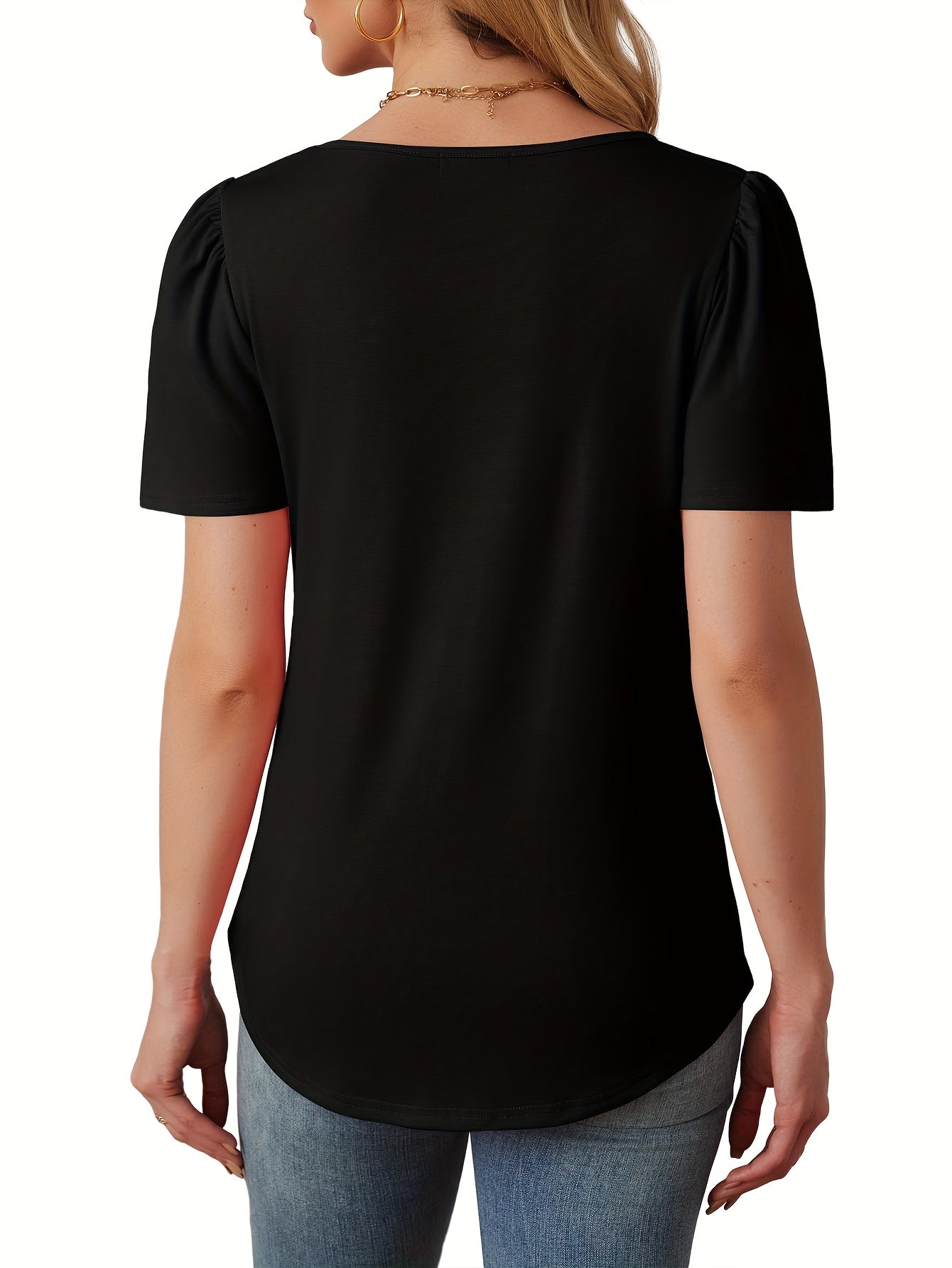 [Casual Ruched Set] Women's Casual Three-Piece Set | Ruched T-Shirts in Light Blue, Navy & Black - Short Sleeve, Comfortable & Breathable for Spring & Summer