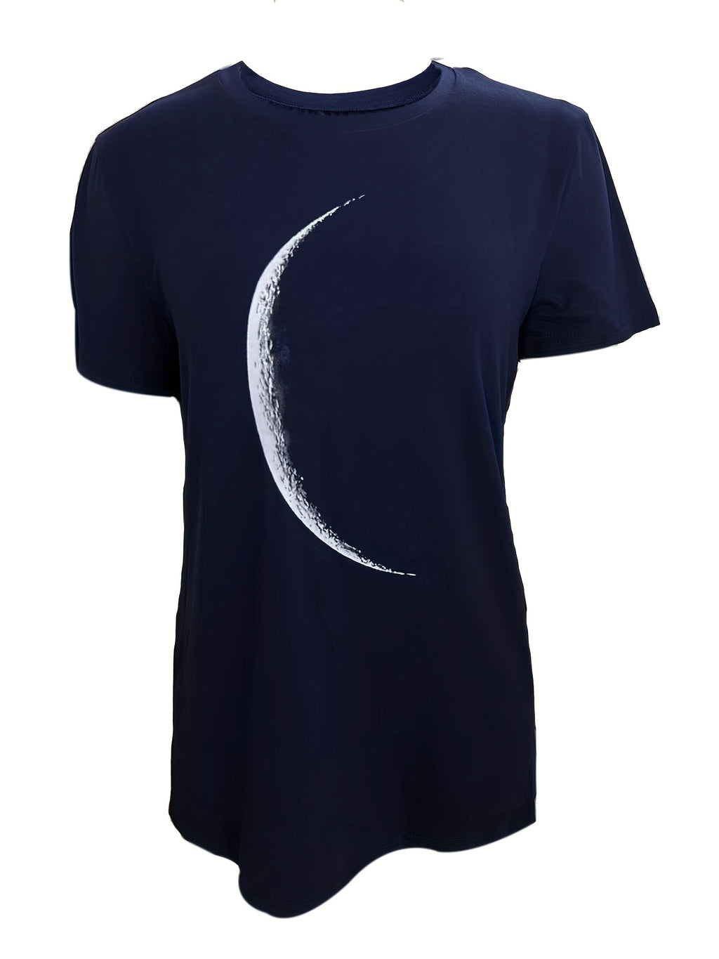 [Casual T-Shirt] Casual Moon Print Crew Neck T-Shirt | Women's Short Sleeve T-Shirt For Spring & Summer